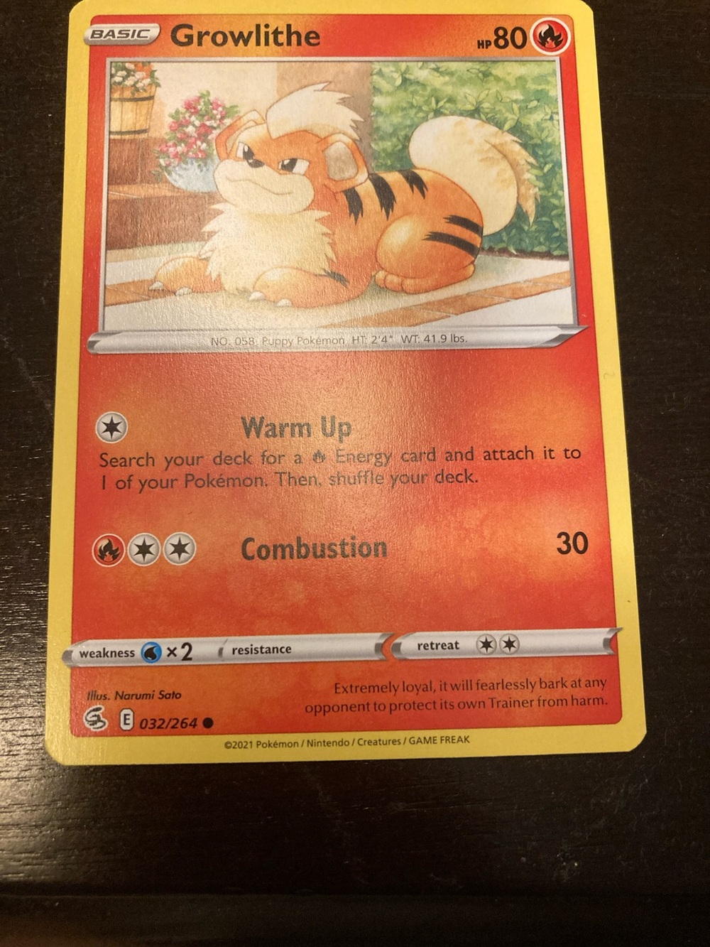 Pokemon Growlithe Red and Yellow Fire-Type Trading Card
